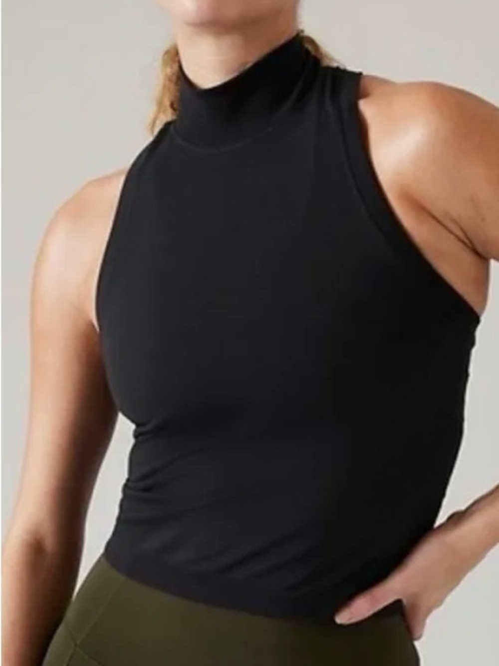 Athleta Black Momentum Seamless Sport Length Mock Tank
